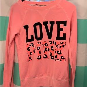 Pink crew neck long sleeve shirt